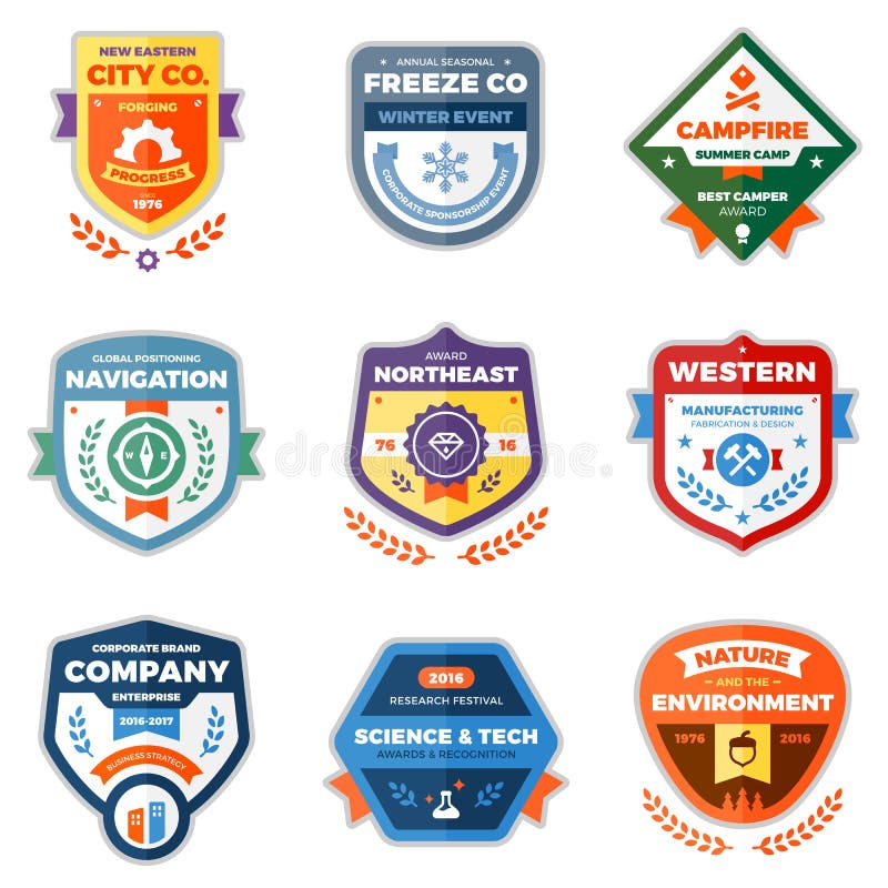 Set of clean modern badges and award graphics. Minimal shield vectors