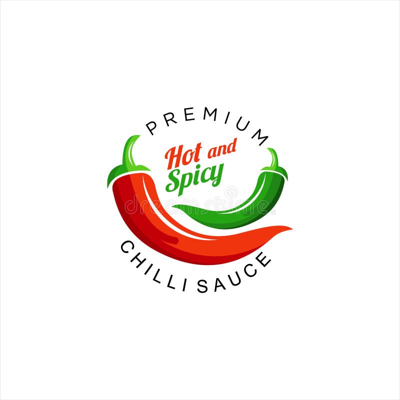 Modern badge red and green chili for sauce product vector