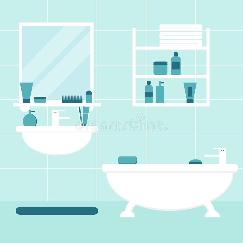 Modern badkamers binnenlands ontwerp vector illustratie Modern badkamers binnenlands ontwerp vector illustratie