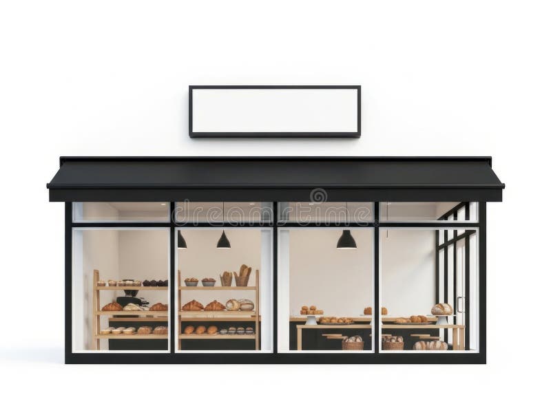 Modern bakery display case with artisan breads royalty free illustration