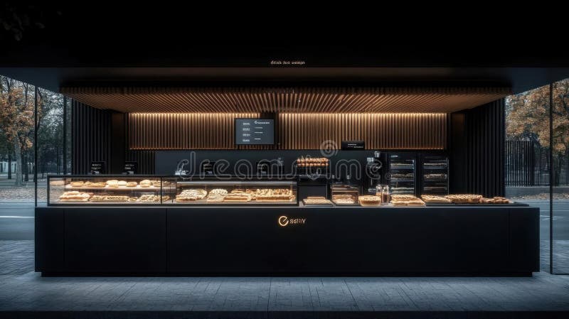 Modern Bakery Kiosk Design stock illustration
