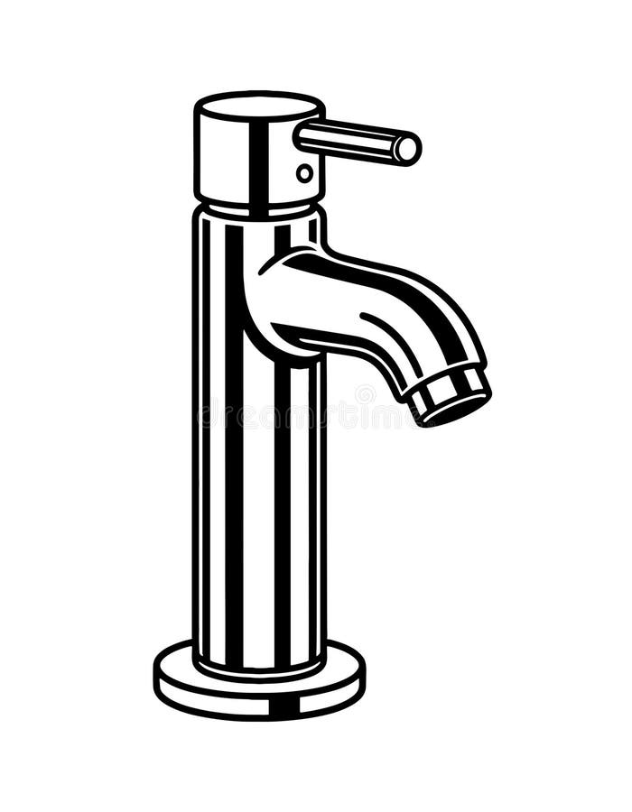 Modern Bathroom Faucet Single Handle Mixer Tap Plumbing Fixture royalty free illustration