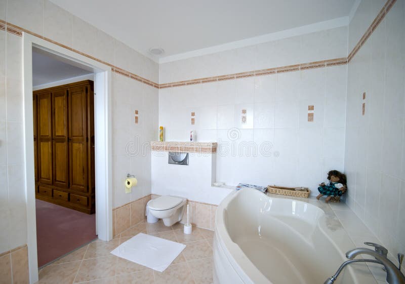 Bathroom door renovation stock photo. Image of kneeling 2831666