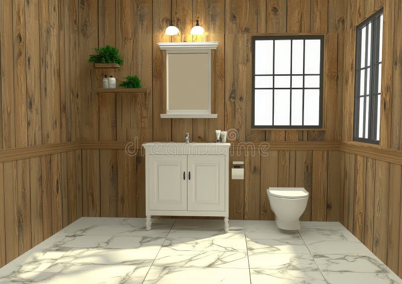 Modern bathroom interior design characterized by luxurious toilet and minimalist decor fotografia stock libera da diritti