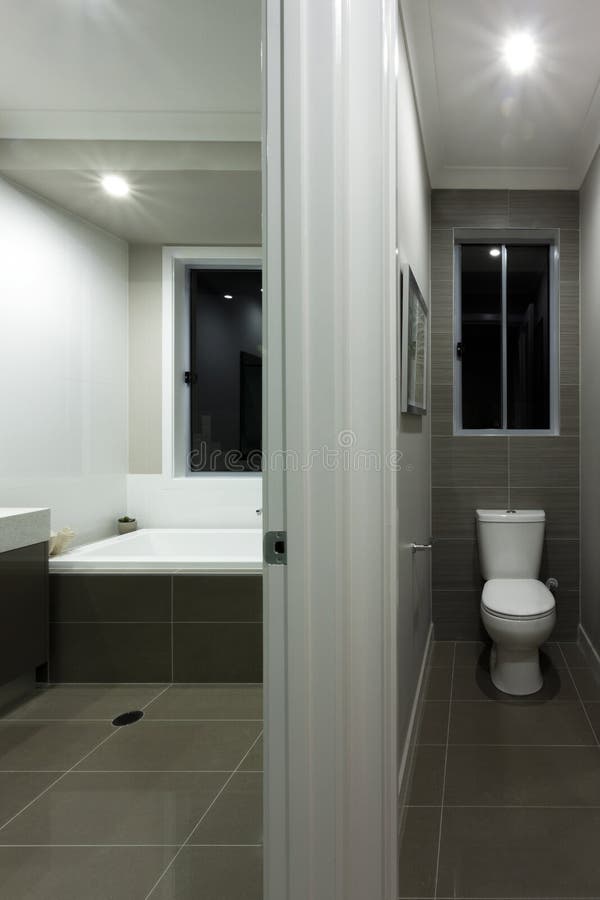 A Modern Bathroom Interior with Separate Toilet Stock Image Image of