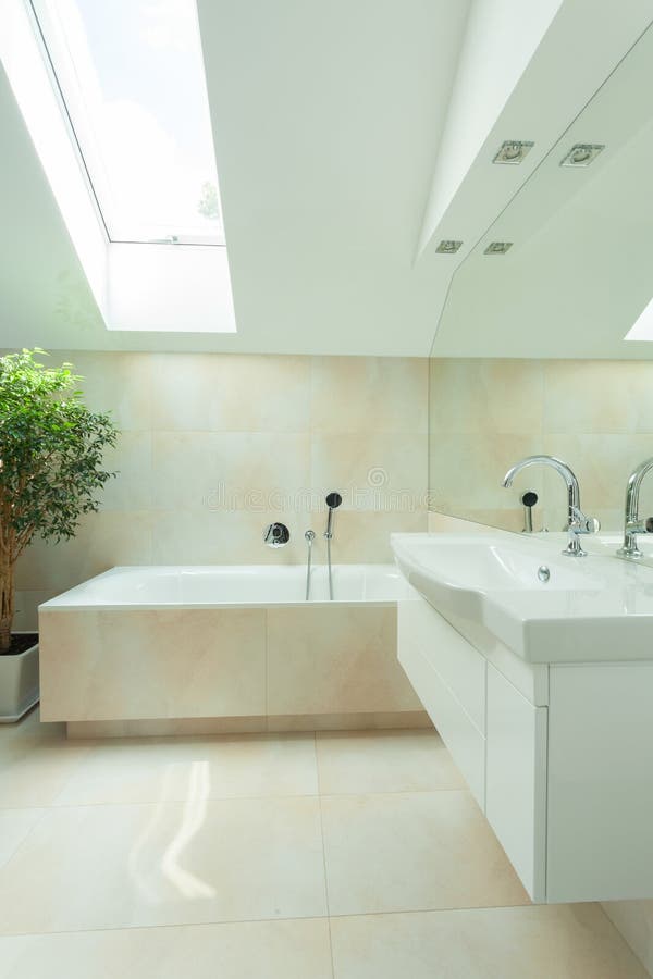 Modern Bathroom with Roof Window Stock Photo Image of modern, bath