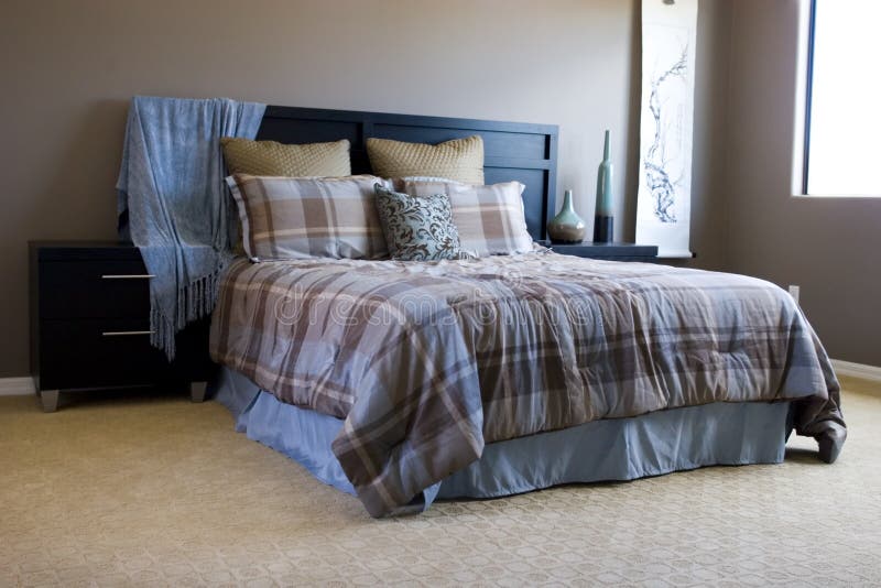 Modern bedroom stock photos