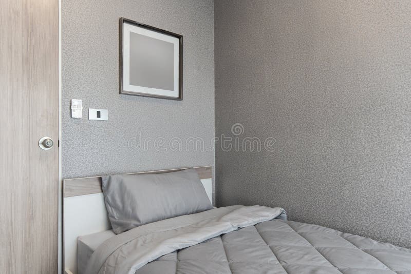 Modern Bedroom Design, Single Bed Stock Image Image of table