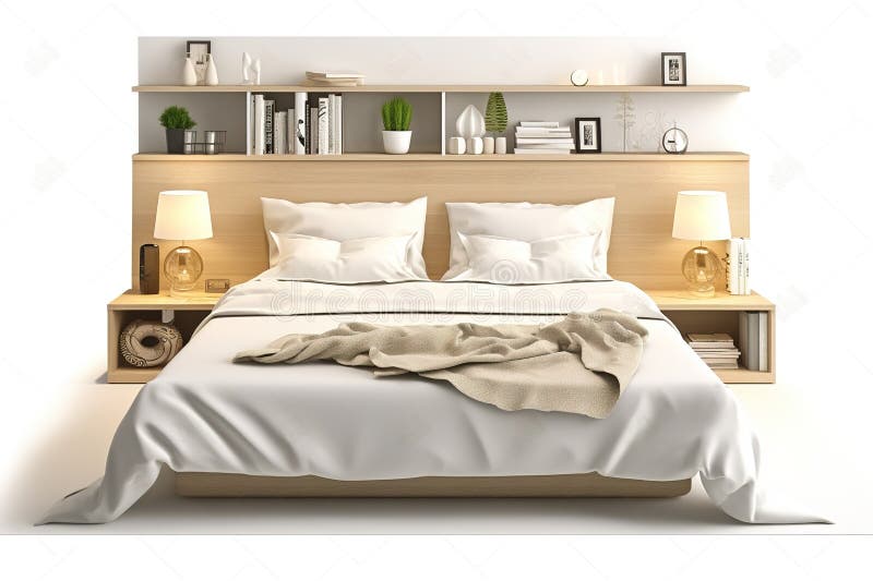 Modern bedroom. Generated by AI stock illustration