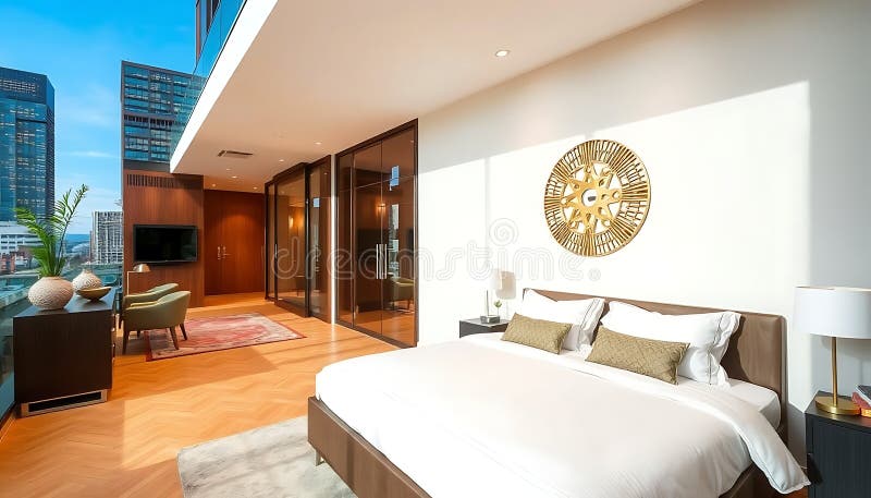 Modern bedroom interior design, minimalist style and elegant home sleeping space Generative AI. A modern bedroom interior design featuring minimalist style, creating an elegant and serene home sleeping space. This image represents contemporary bedroom aesthetics, clean lines, and functional yet stylish decor Generative AI