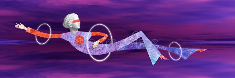 Modern begreppsmässig konstaffisch med en rolig docka i en massurrealismstil Samtida konstcollage royaltyfri illustrationer Modern begreppsmässig konstaffisch med en rolig docka i en massurrealismstil Samtida konstcollage royaltyfri illustrationer
