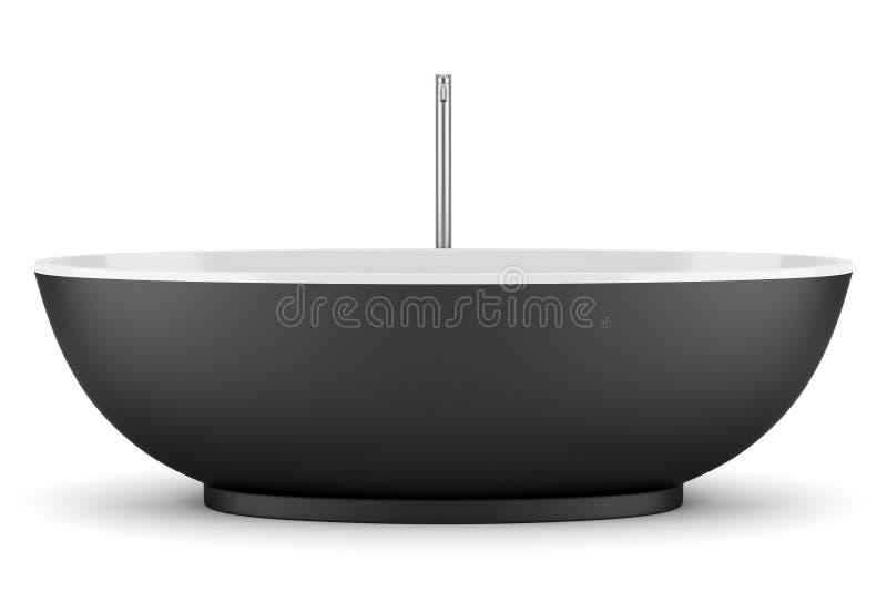 Modern Black Bathtub Isolated on White Stock Illustration