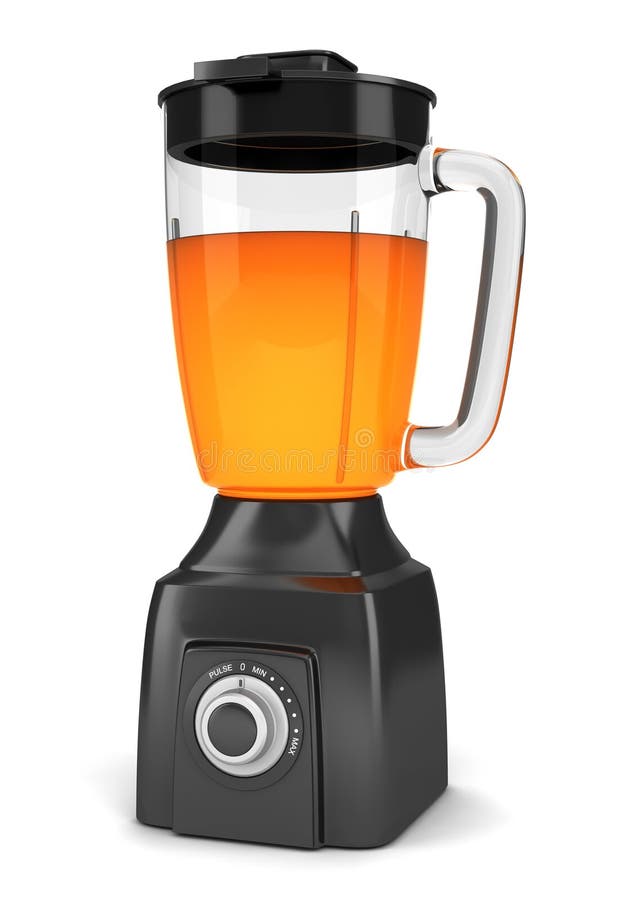 Modern Black Blender with Orange Juice Isolated Stock Illustration