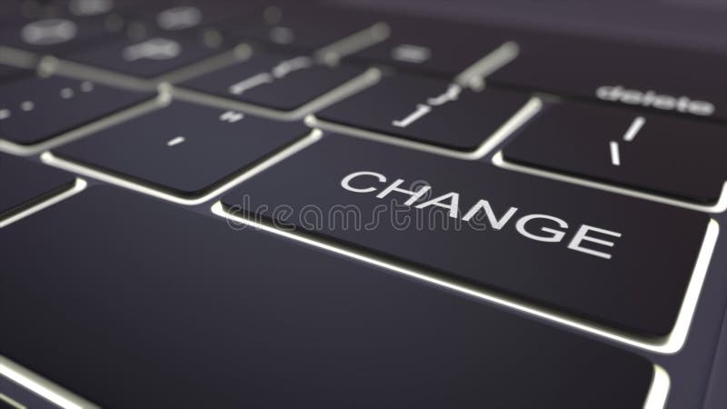 Modern black computer keyboard and luminous change key. 3D rendering royalty free stock photos