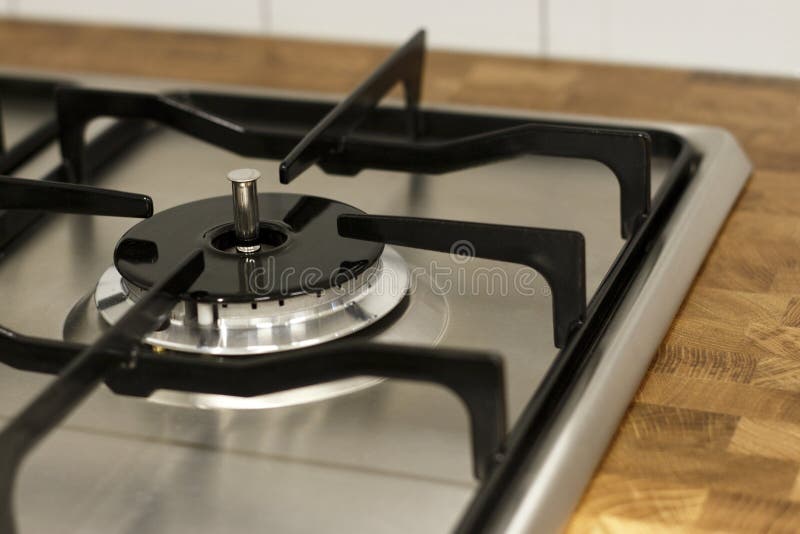 Modern Black Gas Stove Closeup, Top View Stock Photo Image of cooker