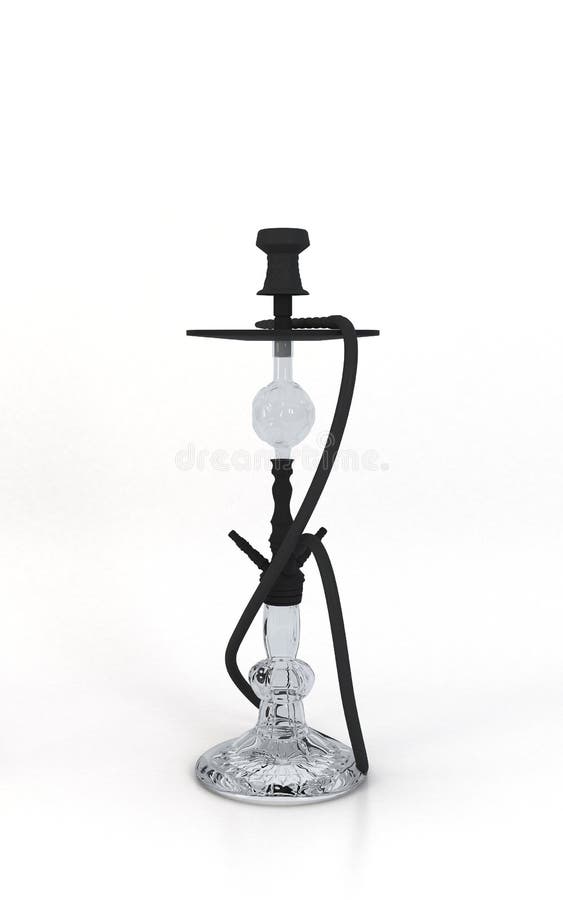 Modern Black Hookah Isolated on White. 3D Illustration Stock