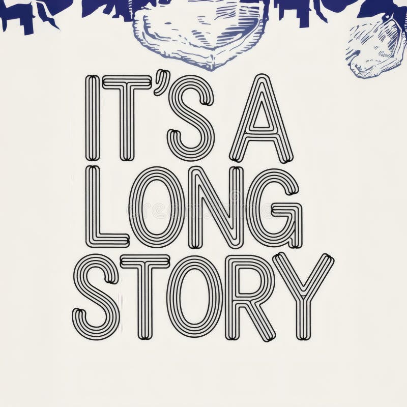 Modern Black & White Its a Long Story Typographic Print with 3D Effect royalty free illustration