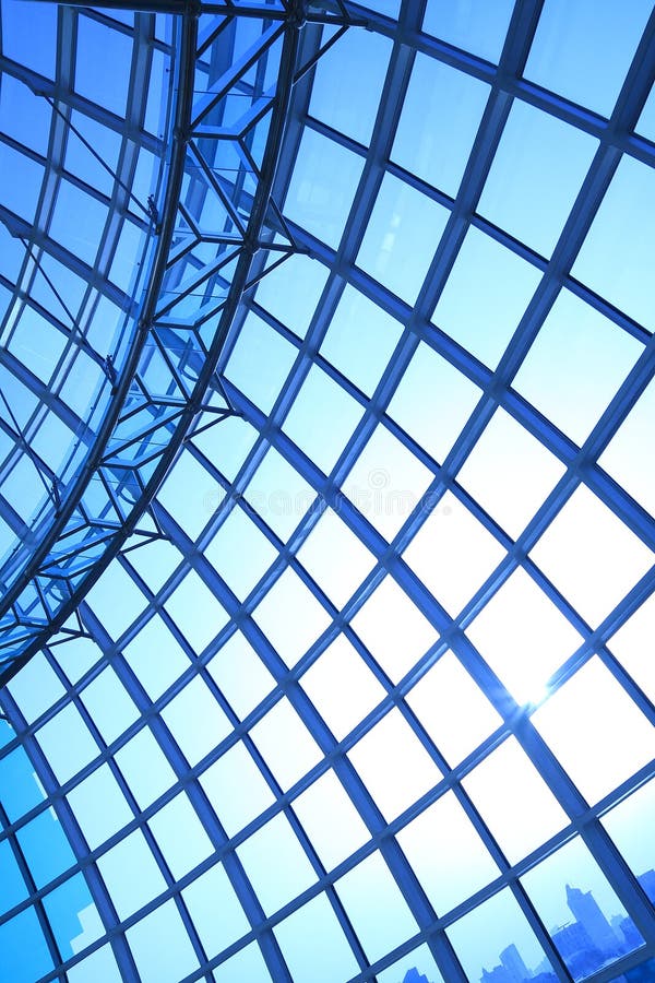 Modern Blue Glass Wall of Office Building Stock Photo Image of