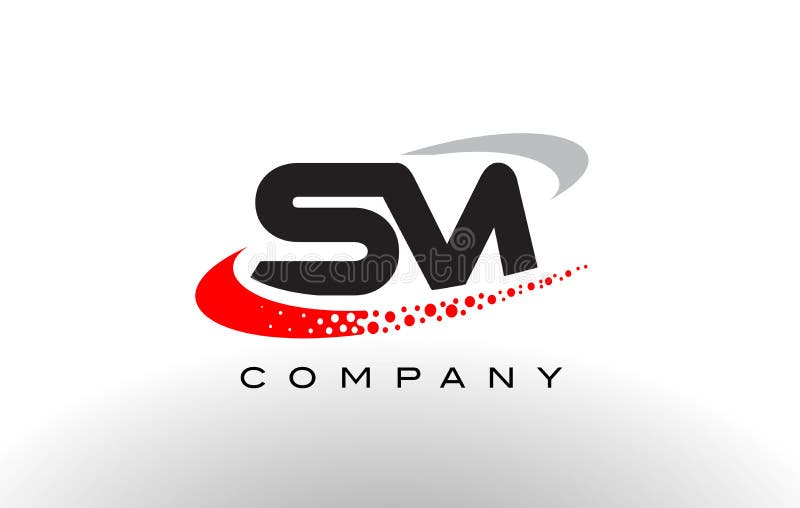 Modern bokstav Logo Design för SM med röd prickig Swoosh