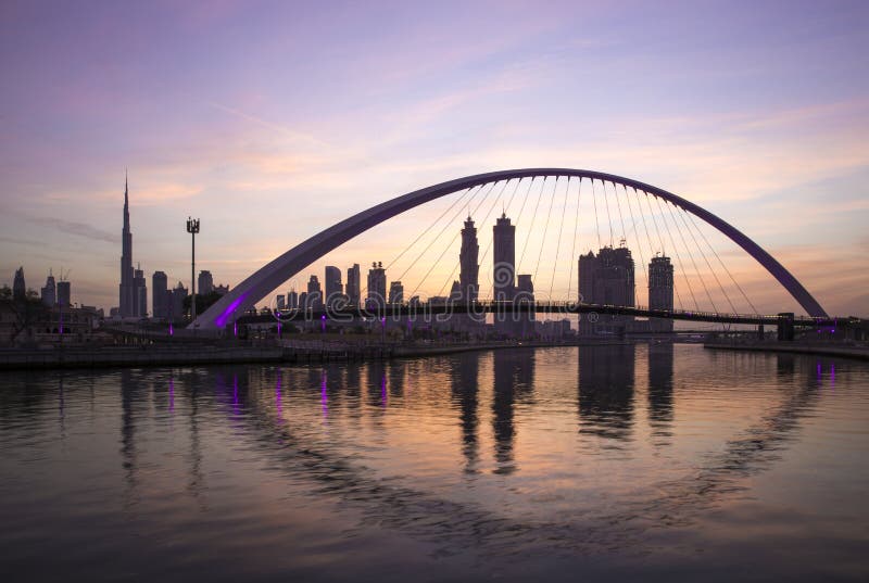 Modern Bridge Over Dubai Waterway Editorial Photography Image of east