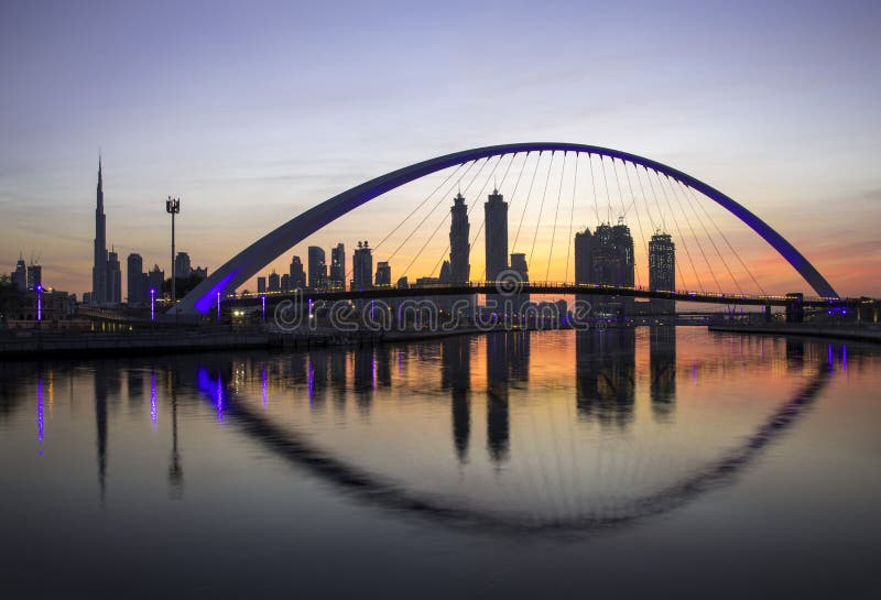 Modern Bridge Over Dubai Waterway Editorial Photo Image of cityscape