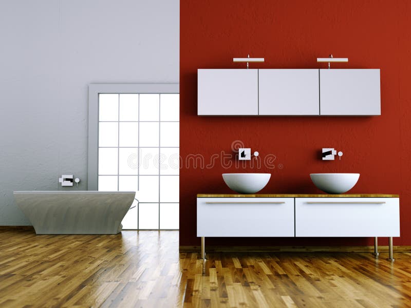 Modern Bright Bathroom Interior Design Stock Illustration