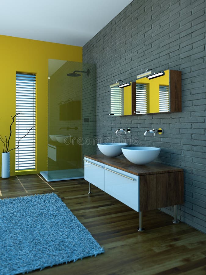 Modern Bright Bathroom Interior Design Stock Illustration
