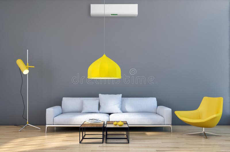 Modern bright interiors apartment Living room with air condition royalty free illustration Modern bright interiors apartment Living room with air condition royalty free illustration