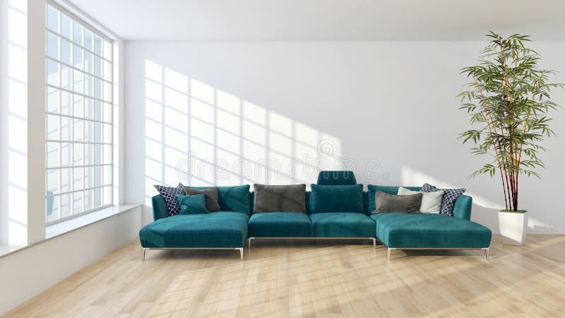 modern bright interiors apartment Living room 3D rendering illus