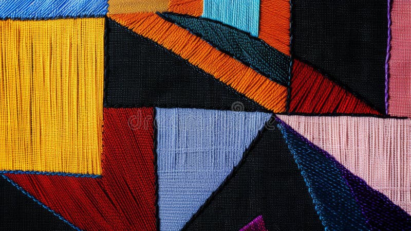 Modern broderikonst med geometrisk precision. royaltyfri foto