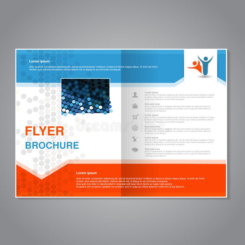 Modern broschyr, abstrakt reklamblad med enkel modern design Aspektförhållande för formatet A4 Affisch av blått, grå färger, vit royaltyfri illustrationer