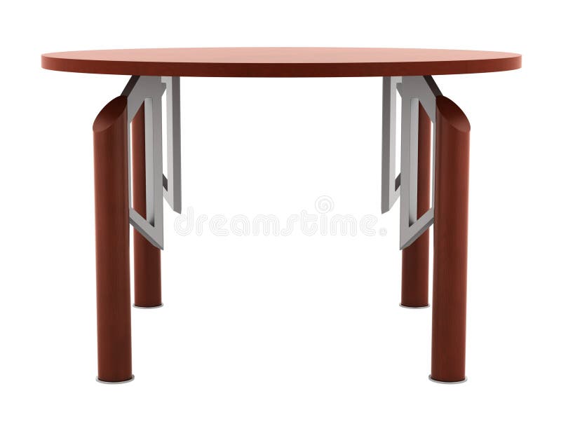 Modern brown round office wooden table isolated