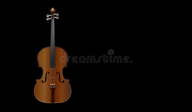 Brown Violin on Black Background Stock Vector - Illustration of symbol,  wood: 131613934