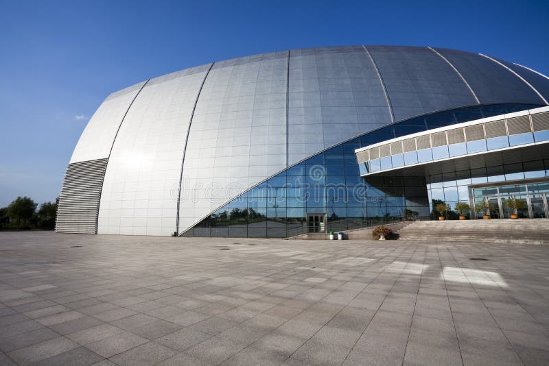 The modern building with the blue sky background. Window color reflection background stock images, royalty-free photos and pictures