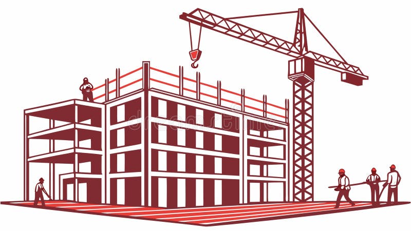 Modern building construction site, urban development architecture industry, vector design Generative AI vector illustration