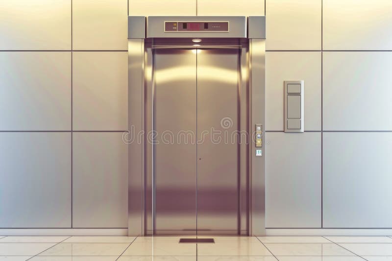 A modern building elevator, empty and ready for use stock images