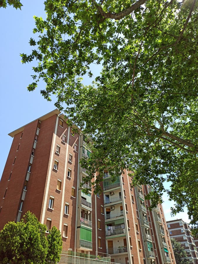 A Modern Building of the Fair District in Bologna Italy Stock Photo
