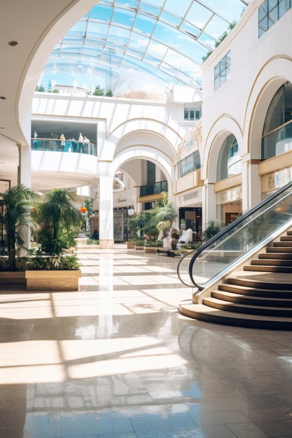 Modern building interior with escalator and stairs, suitable for architectural designs royalty free stock image