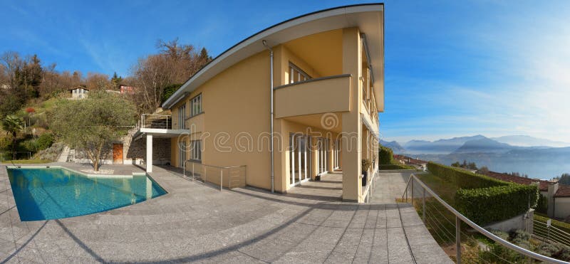 Modern building with pool