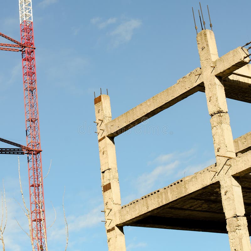 Lifting Crane and Concrete Structure Stock Image Image of floor