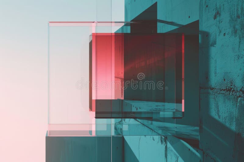 A modern building with a striking red and blue color scheme royalty free stock photos