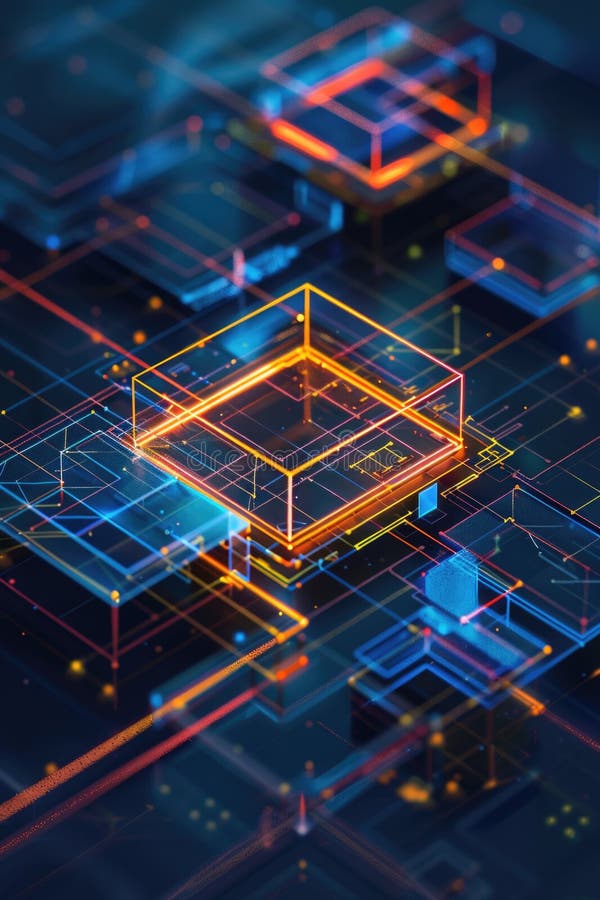 A modern building with vibrant lights, perfect for urban concepts stock photos