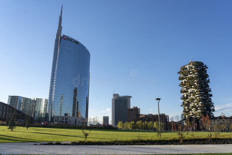 Modern buildings in Gae Aulenti square, Milan