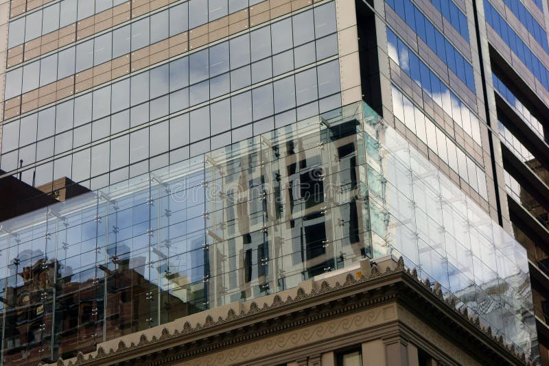 Modern Buildings Reflected in Glass Plate Windows Stock Photo Image