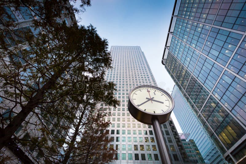 Modern business building in Canary Wharf.