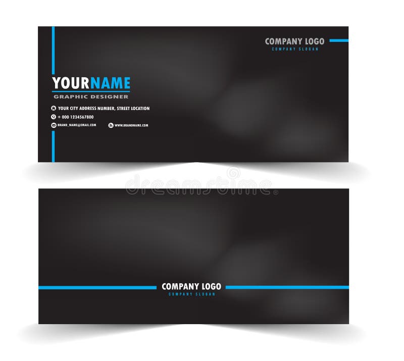 Modern Business Card with Black Background Stock Vector Illustration