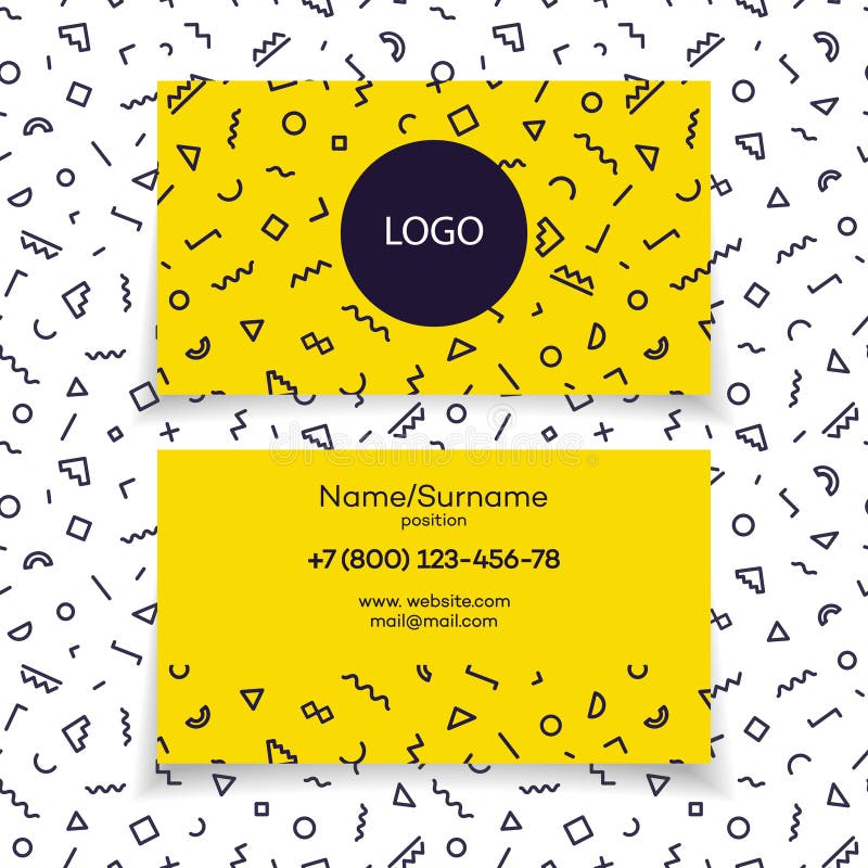 Modern Business card Design Template with different shapes background stock illustration