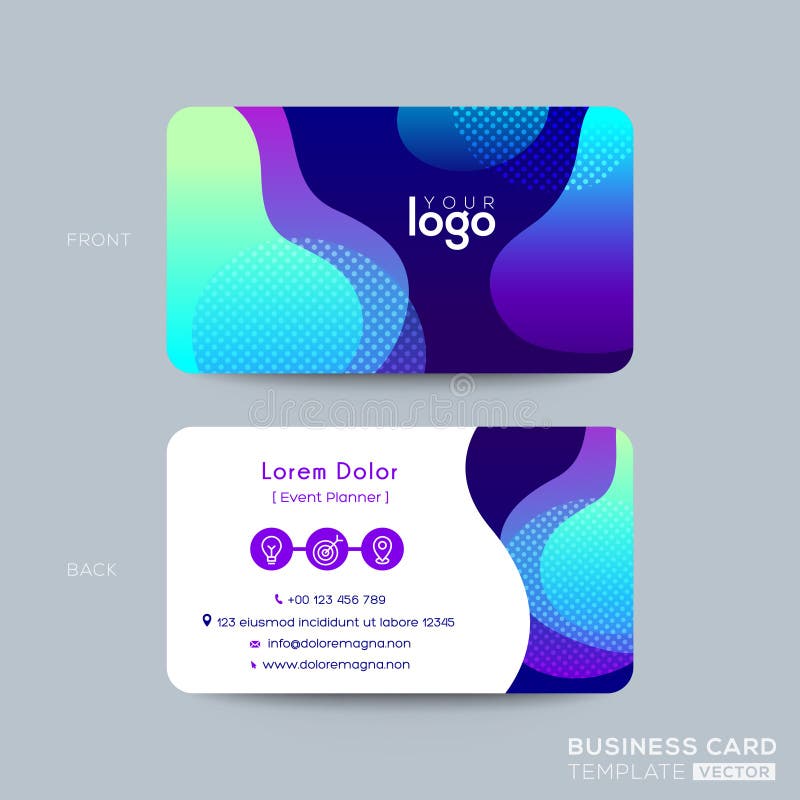 Modern business card design with vibrant bold color background royalty free illustration