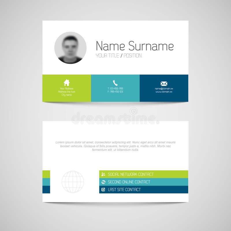 Modern business card template with flat user interface royalty free illustration