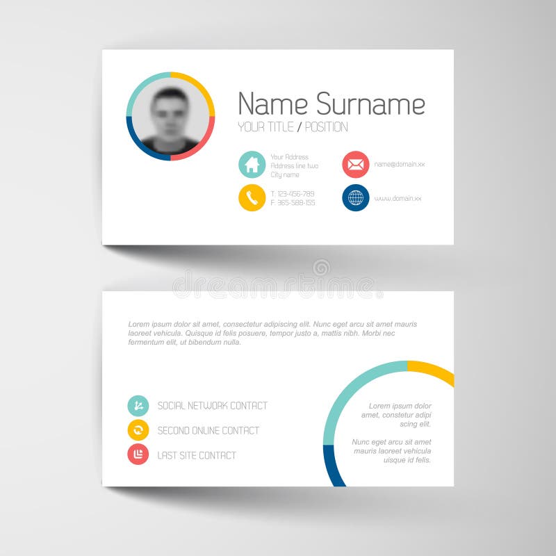 Modern business card template with flat user interface stock illustration
